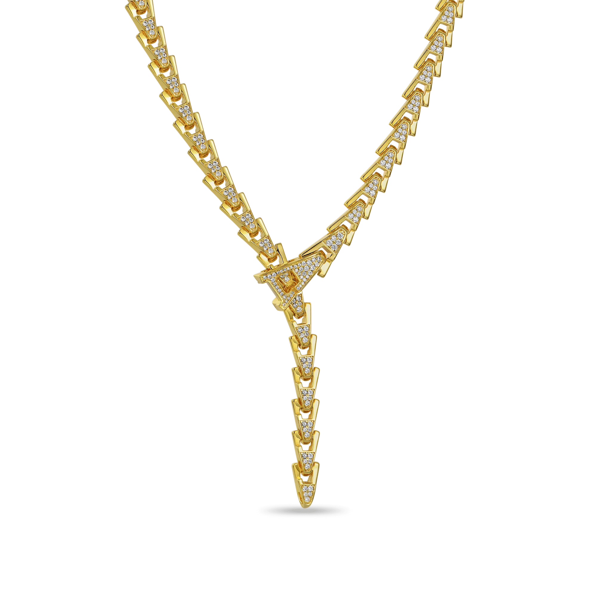 Aporro A Iced Out Adjustable Snake Necklace - 8mm