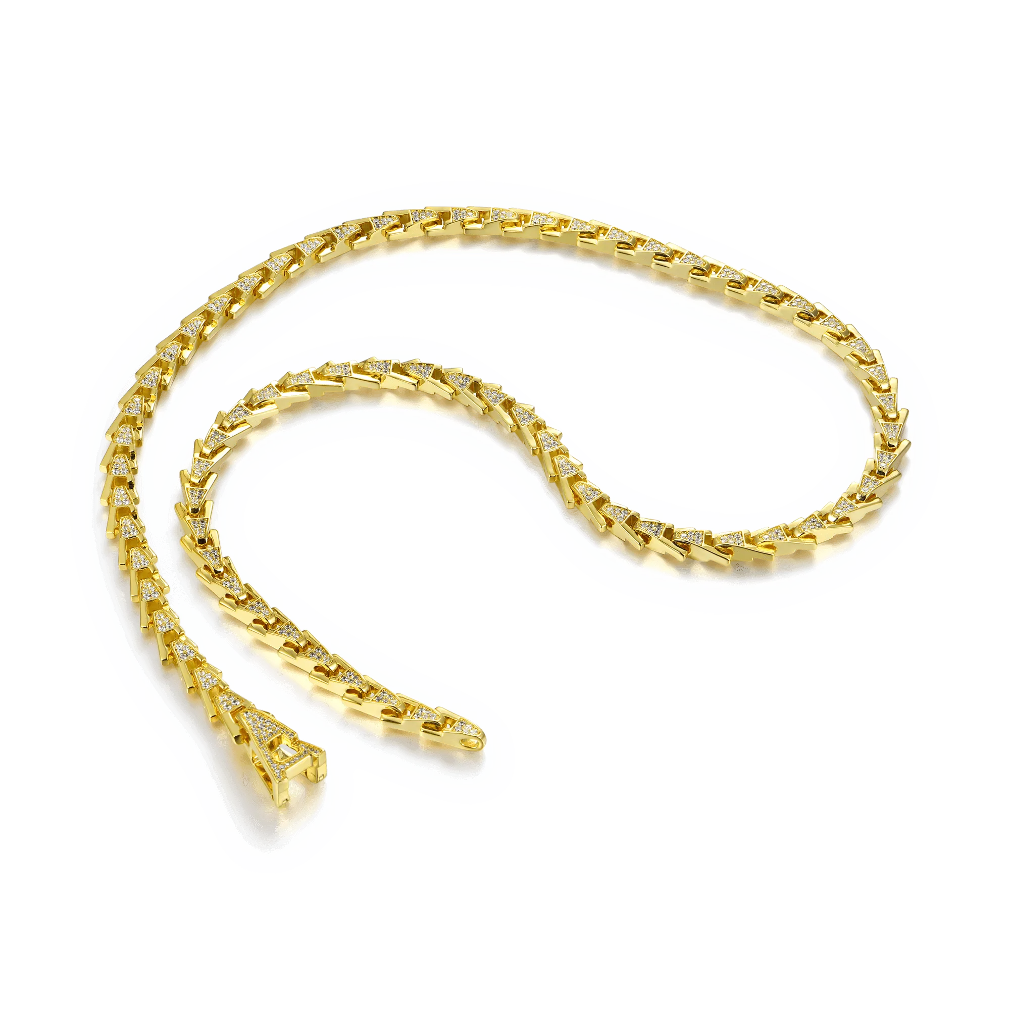 Aporro A Iced Out Adjustable Snake Necklace - 8mm