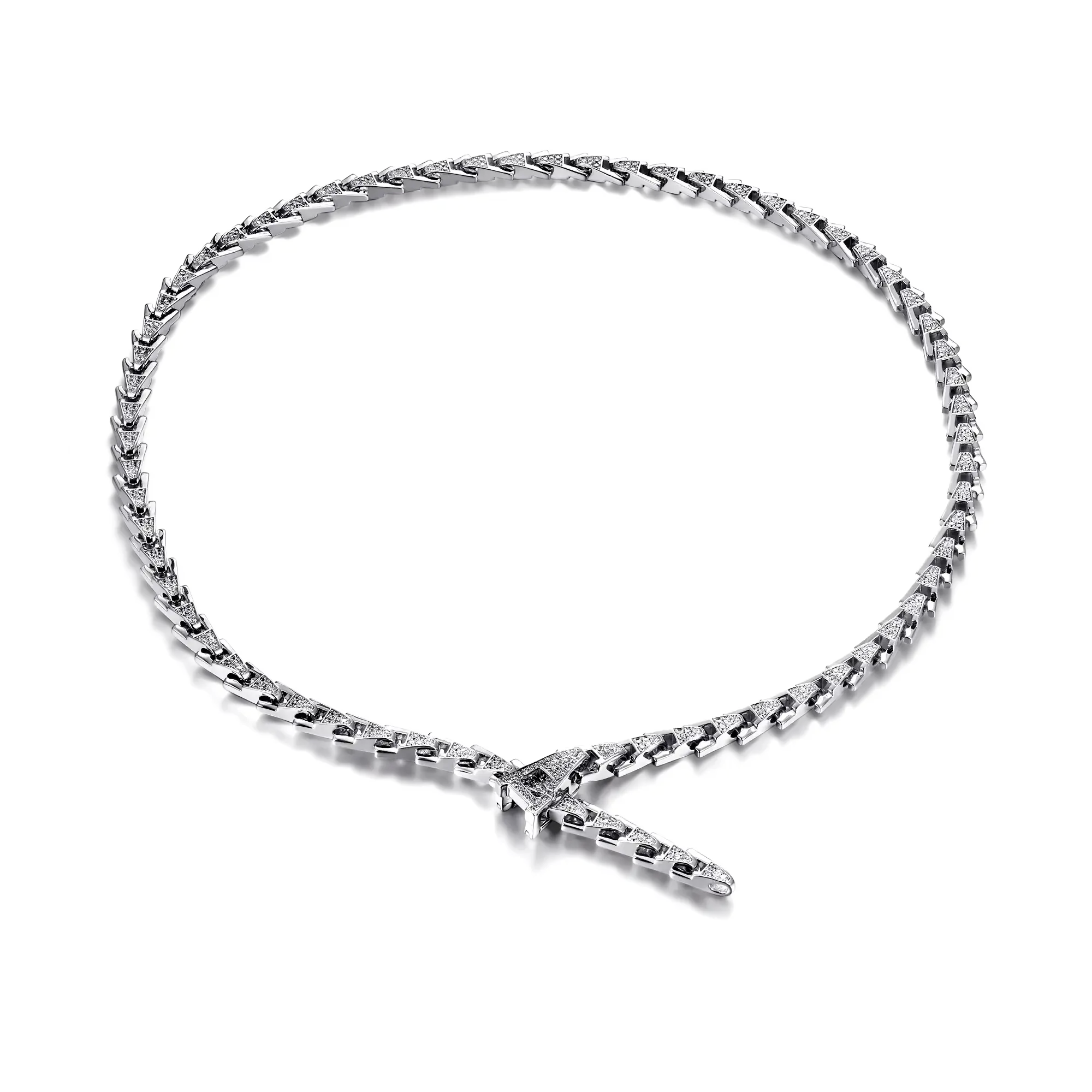 Aporro A Iced Out Adjustable Snake Necklace - 8mm