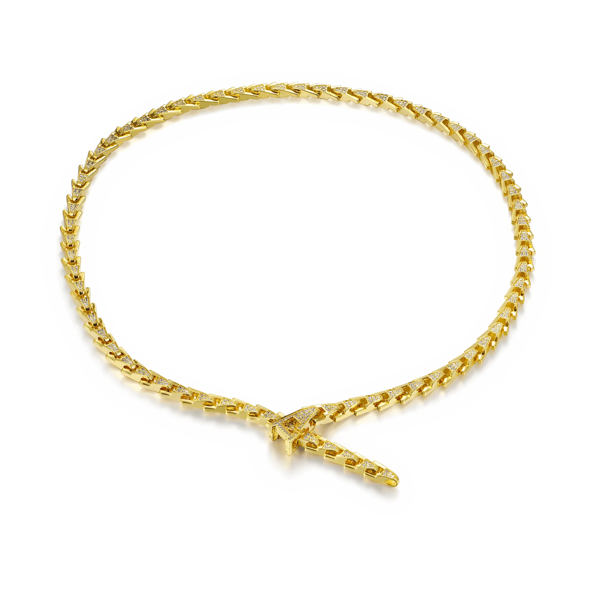 Aporro A Iced Out Adjustable Snake Necklace - 8mm