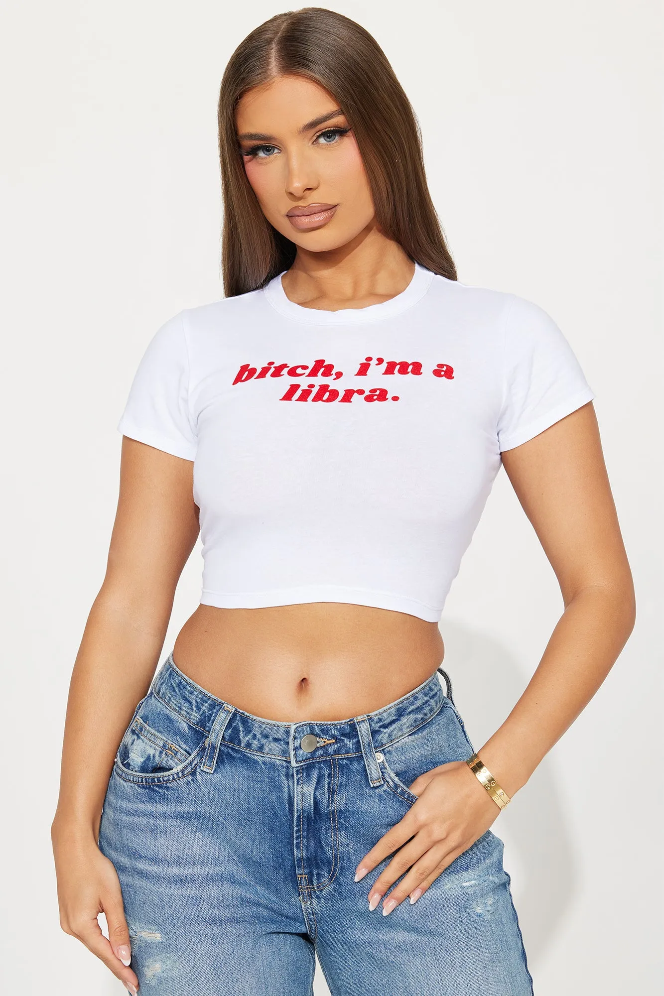 Bitch I'm A Libra Fitted Tee - White