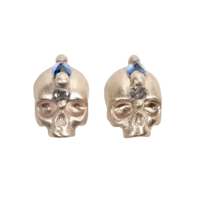 Blue Island Of Idols Skull Stud Earrings in White- Made to Order