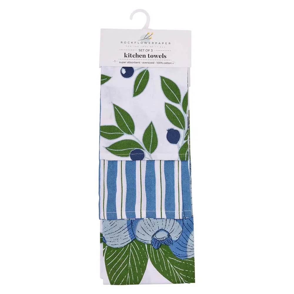 Blueberry Bunch Cotton Kitchen Towels (Set of 3)