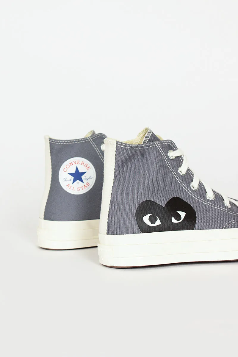 Comme Des Garons PLAY X Chuck Taylors 1970'S Hi Grey