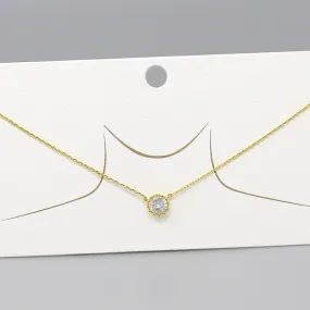 Crowned CZ Stone Pendant Gold Dipped Chain Necklace