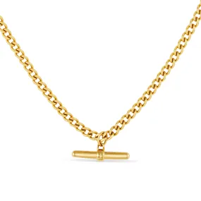 Curb Chain T-Bar Drop Necklace - Gold