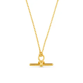 Dainty T-Bar Knot Necklace - Gold