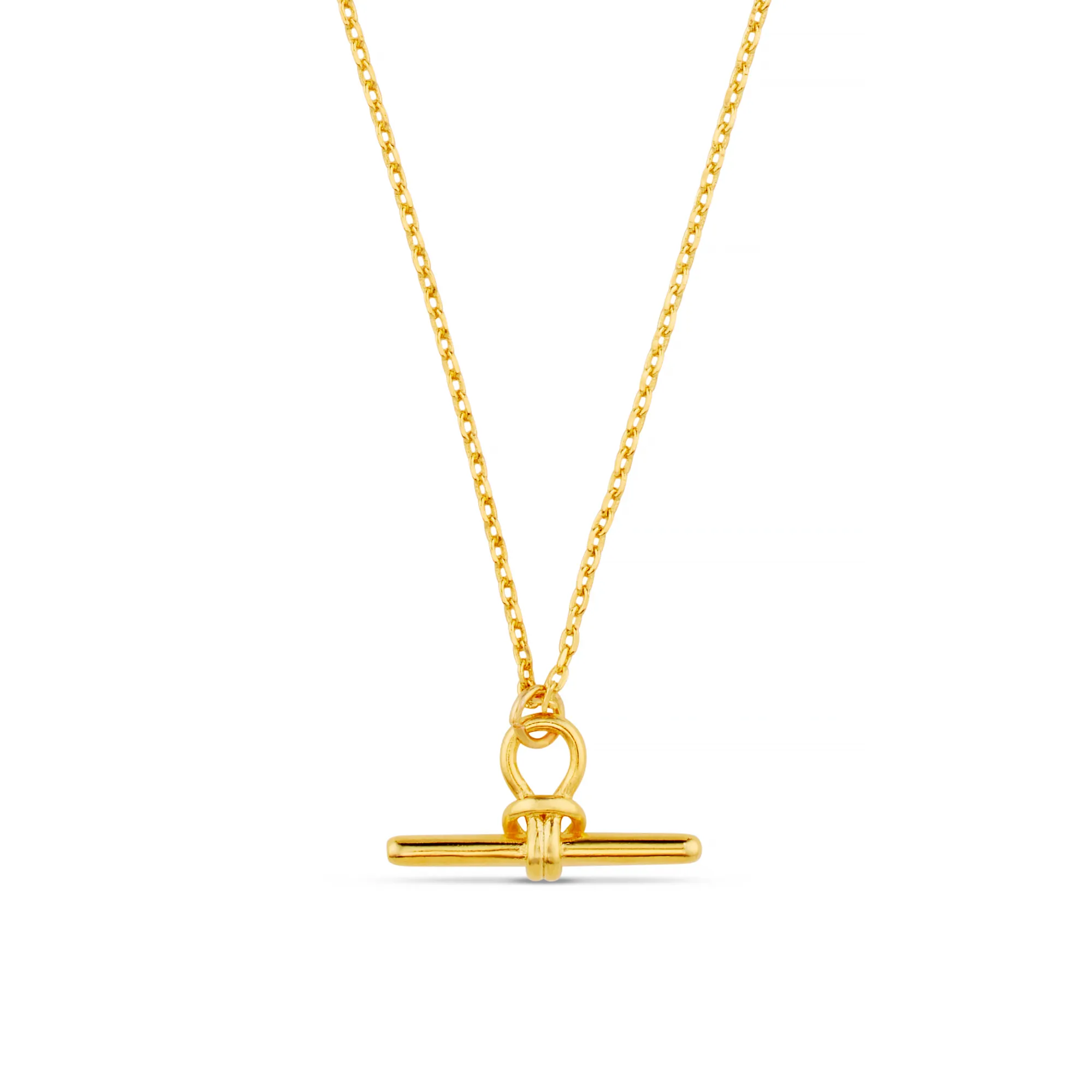 Dainty T-Bar Knot Necklace - Gold