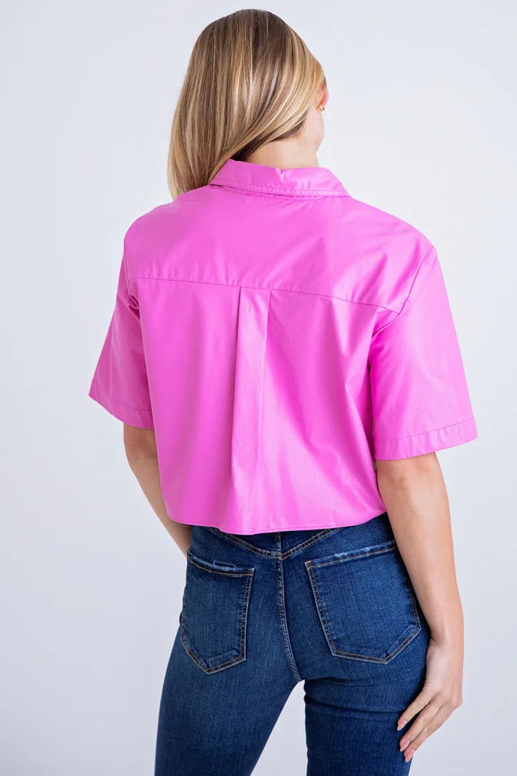 Faux Leather Camp Shirt