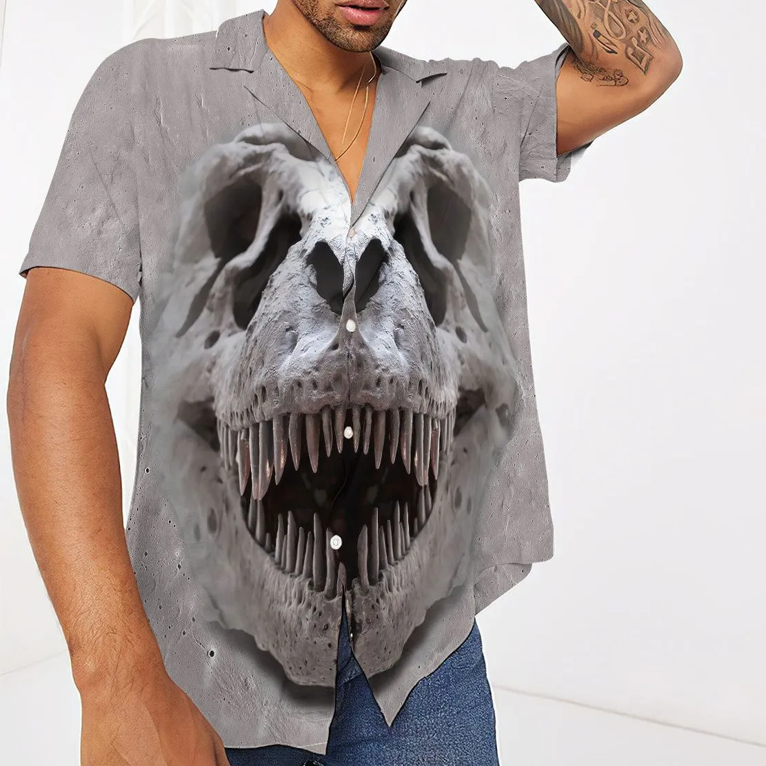 Gearhuman 3D Gearhuman 3D T-rex Skull Hawaii Shirt