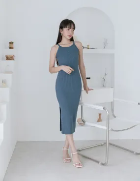 Glenda Dress in Steel Blue