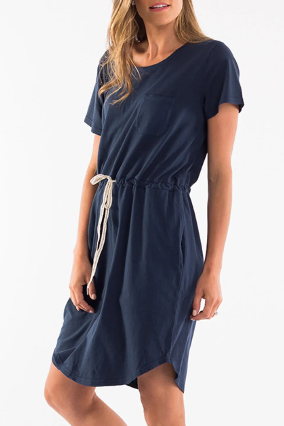 Harper Tie Waist SS Navy Dress