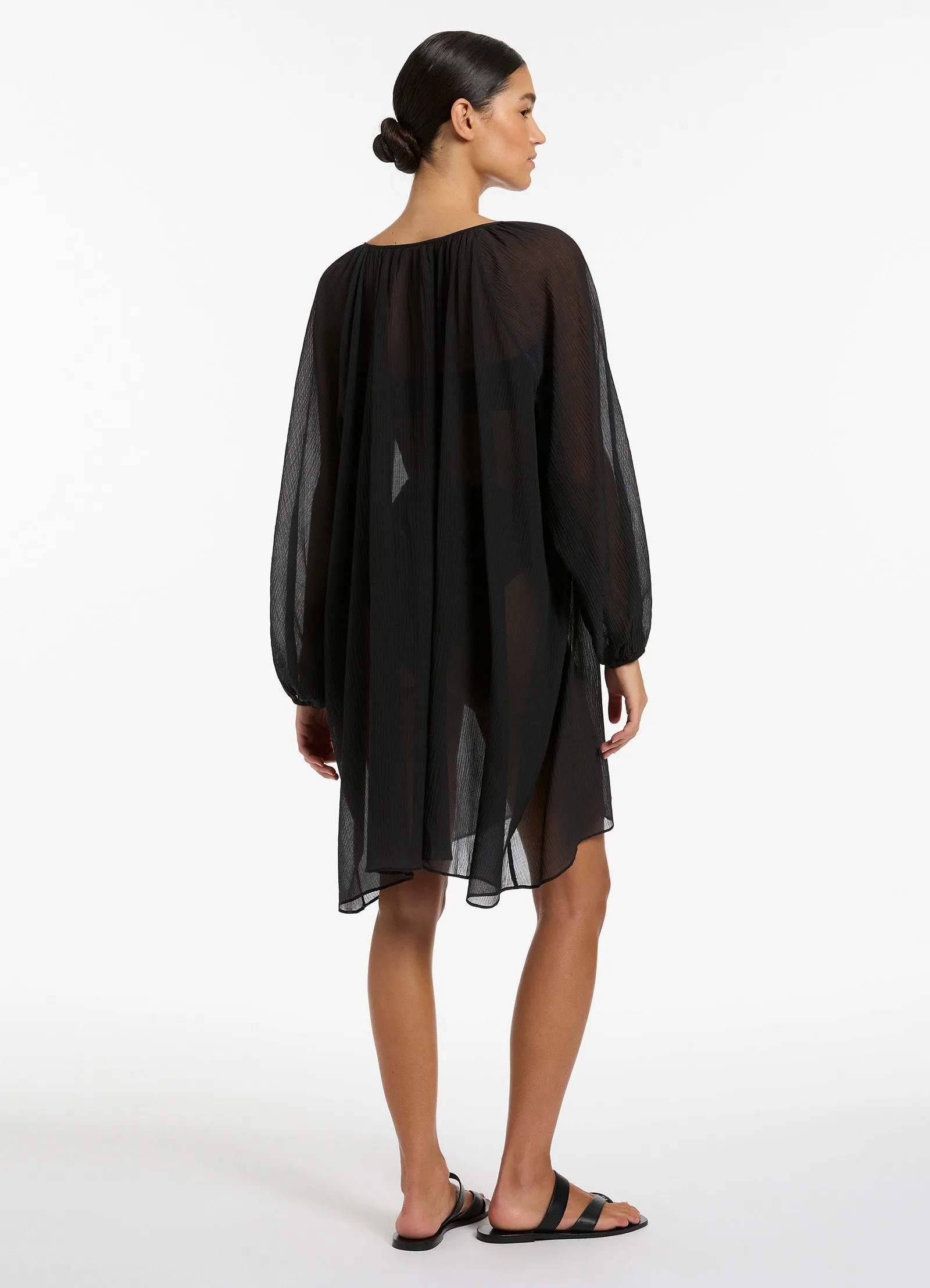 Jetset Crinkle Mini Kaftan - Black