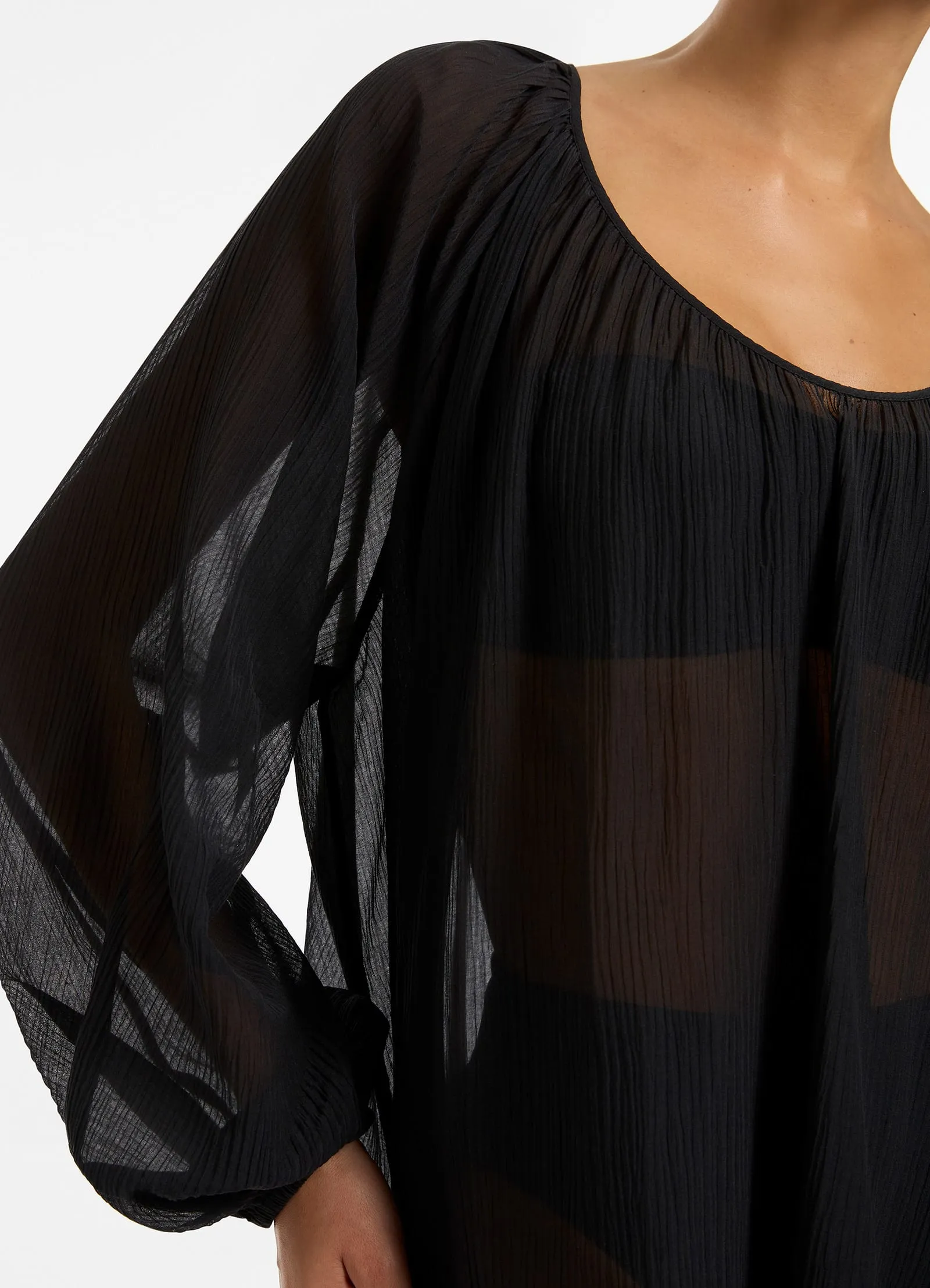 Jetset Crinkle Mini Kaftan - Black