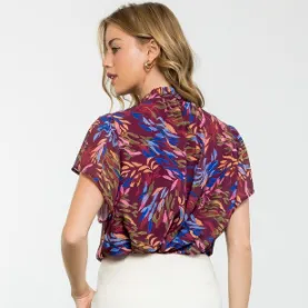 Kesha Flutter Sleeve Print THML Top-SALE