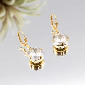 La Vie Parisienne Clear Crystal Dangle Earrings Gold