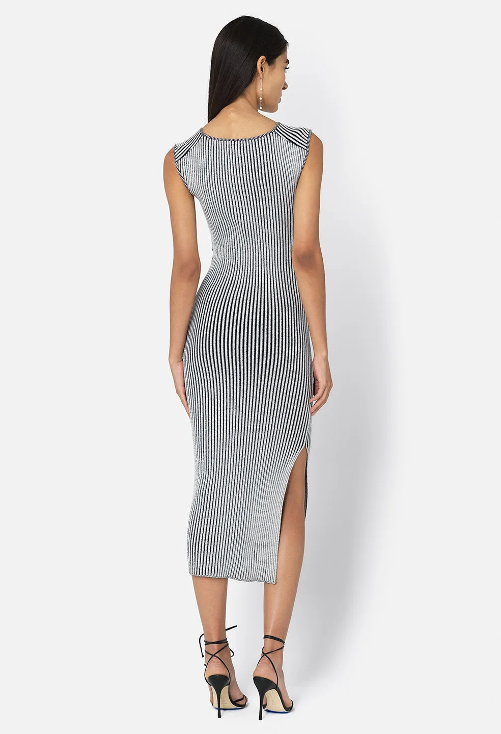 Piper Silk Rib Twist Dress / Charcoal