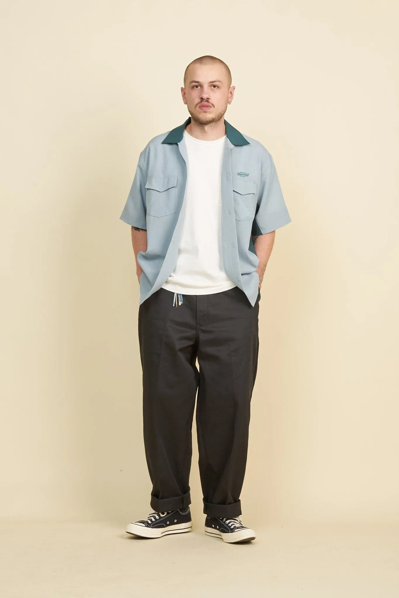 Radiall Hammond S/S Open Collared Shirt - Green