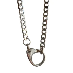 reimagined V I N T A G E // curb with a clip / sterling silver curb chain with oversized clip pendant holder clasp / 24.5, 50g