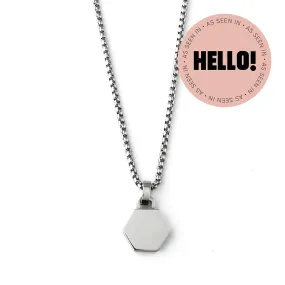 Ridged Hexagon Necklace - Silver