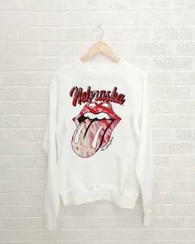 Rolling Stones Huskers Tie Dye Lick White Sweatshirt