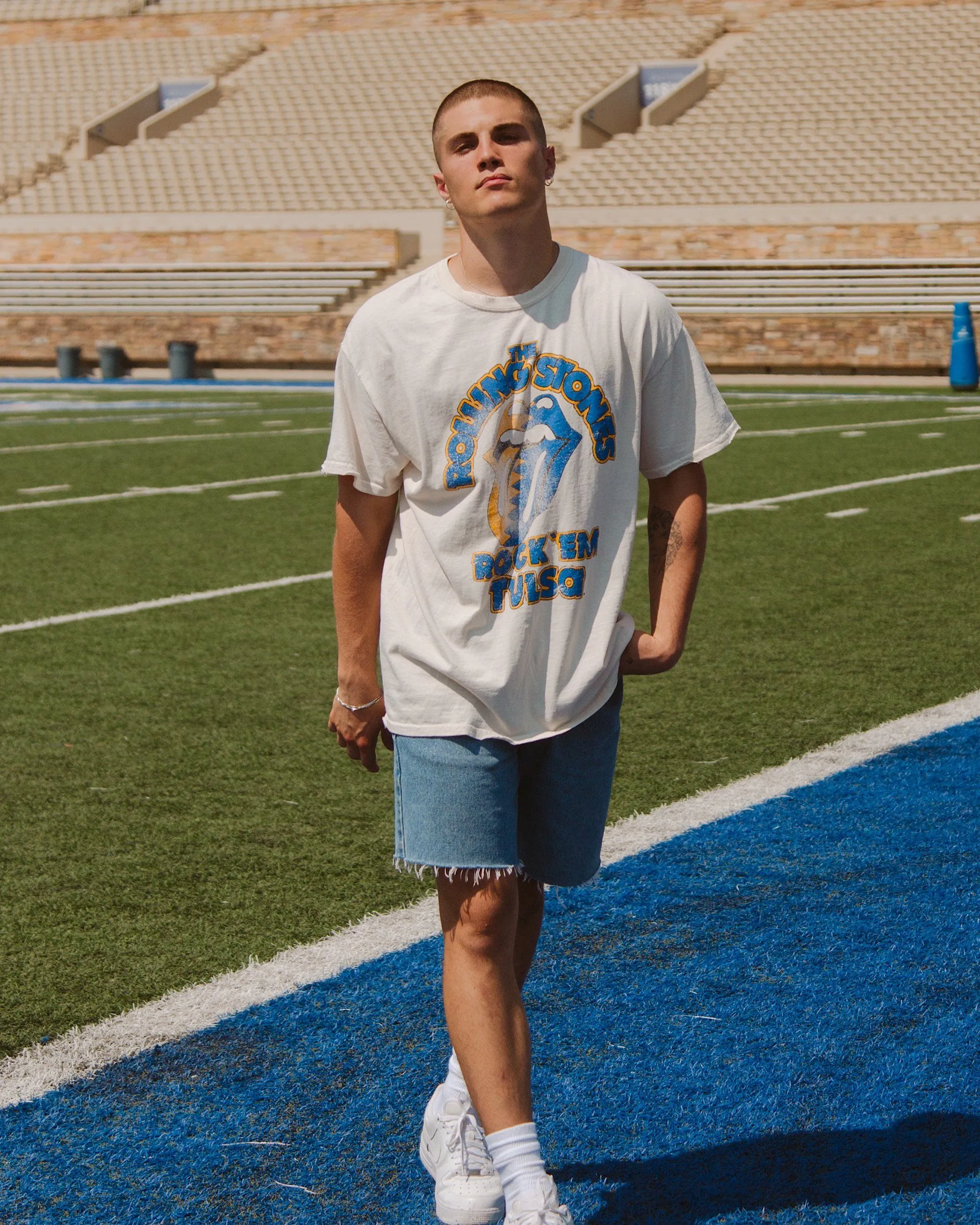 Rolling Stones Rock 'Em Tulsa Off White Thrifted Tee