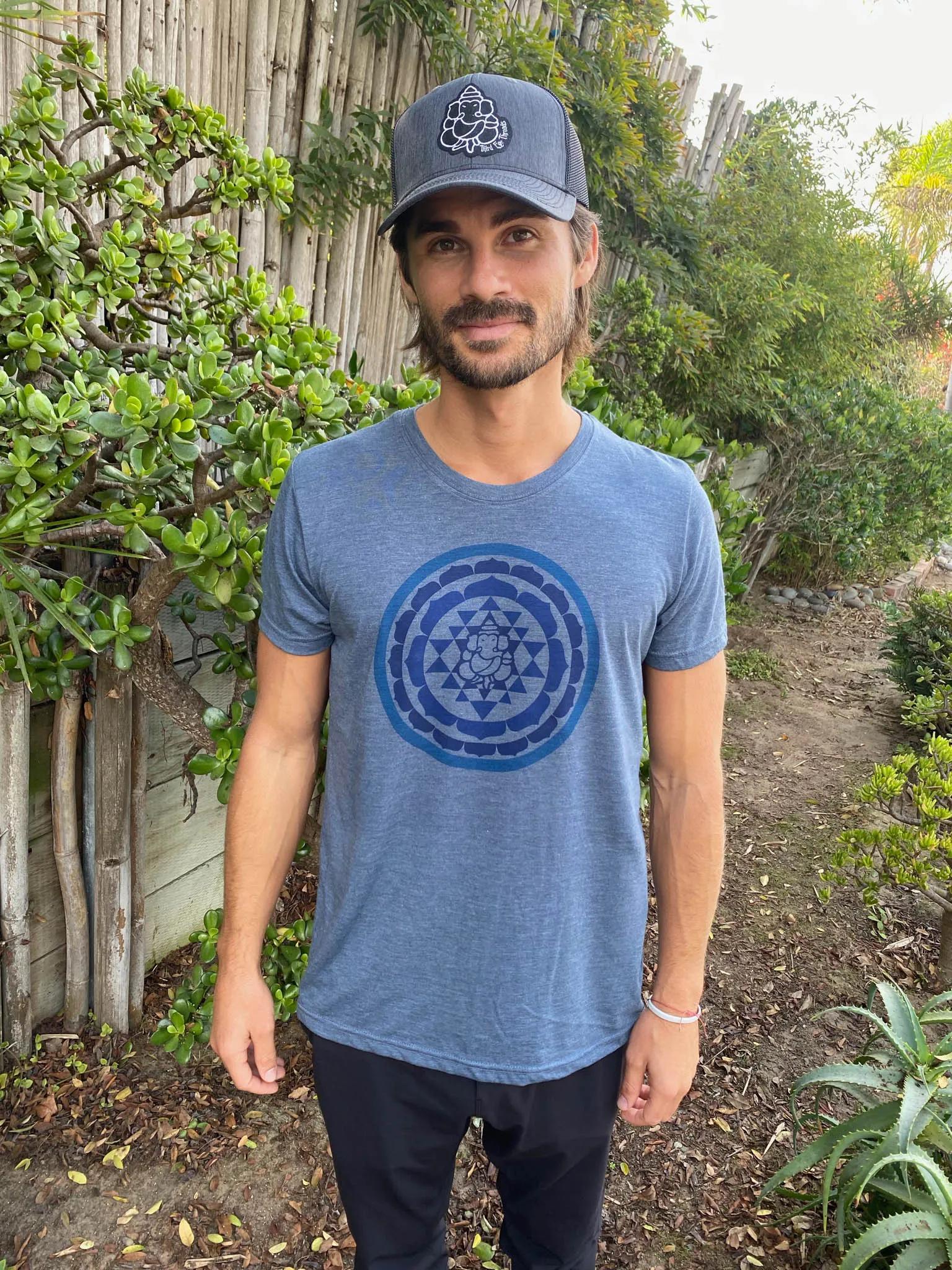 Sri Yantra with Ganesh On Tri Blend Crew Neck Tee