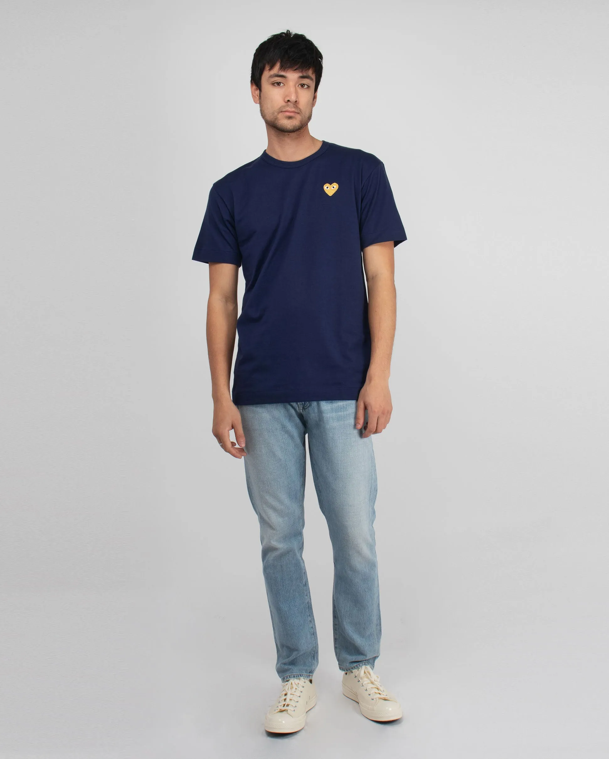 T216 GOLD HEART T-SHIRT / NAVY