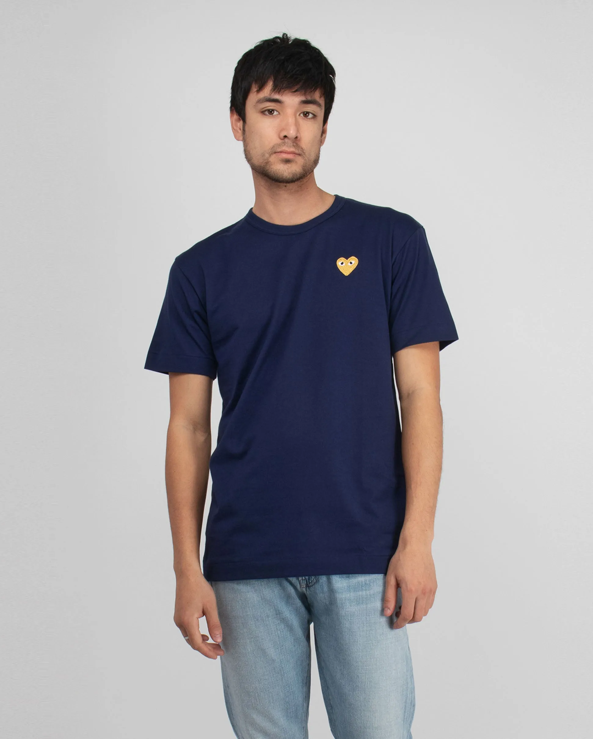 T216 GOLD HEART T-SHIRT / NAVY