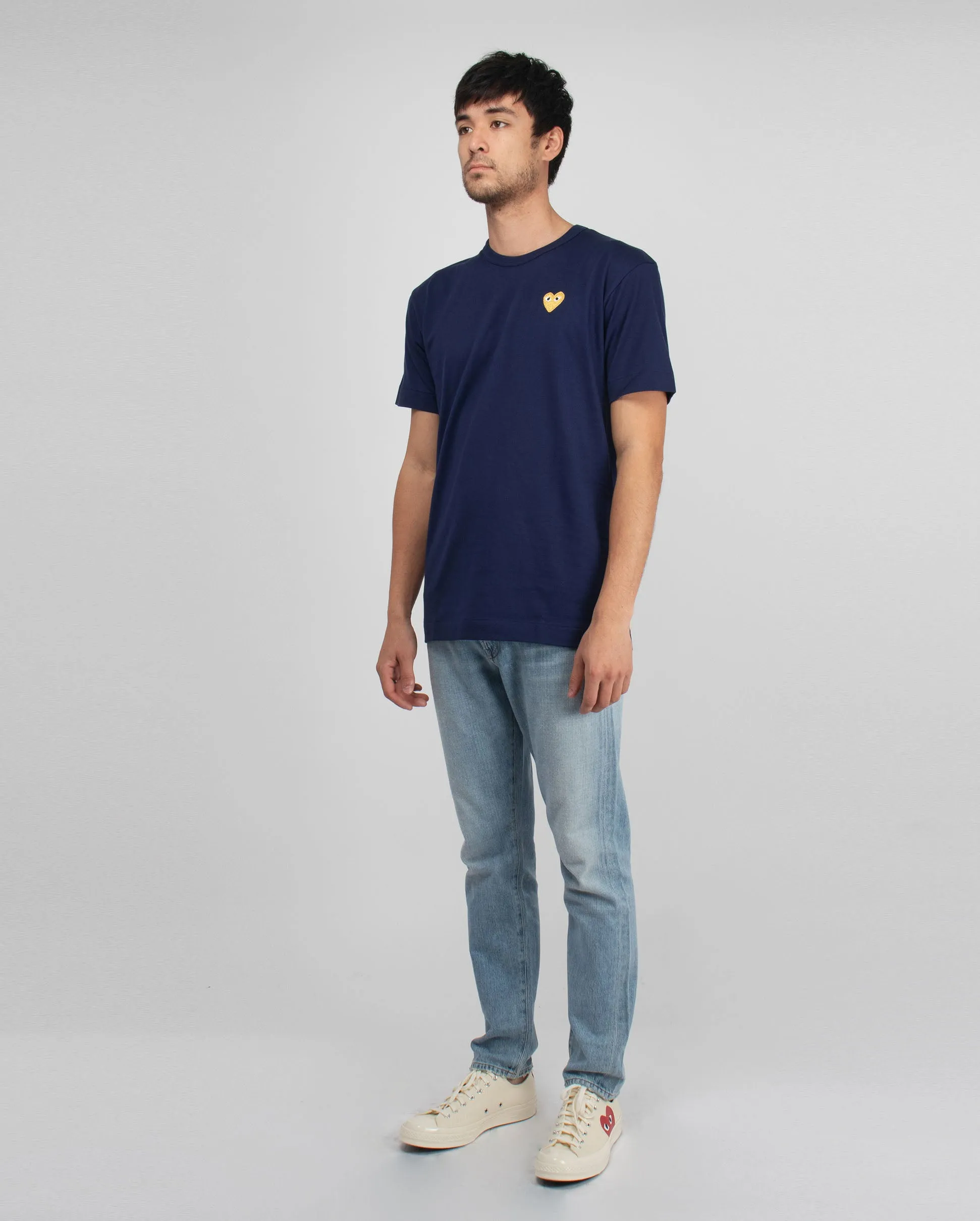 T216 GOLD HEART T-SHIRT / NAVY