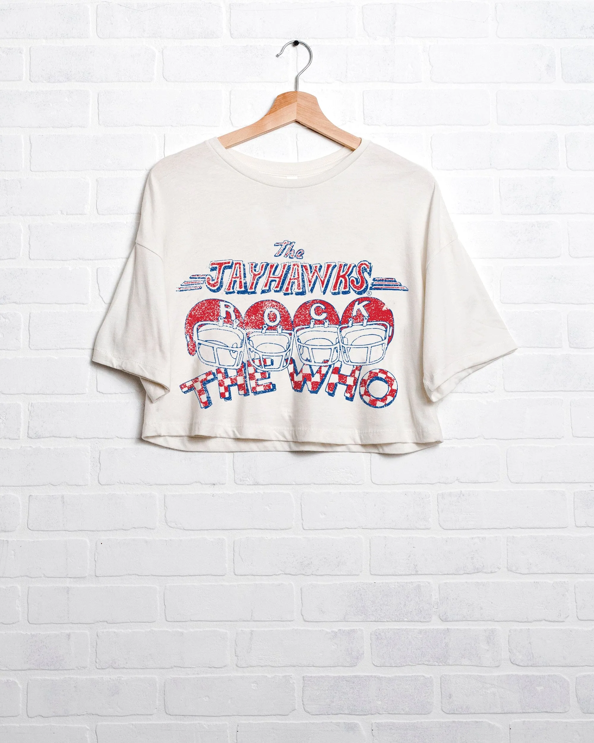 The Who KU Jayhawks Rock Off White Cropped Tee