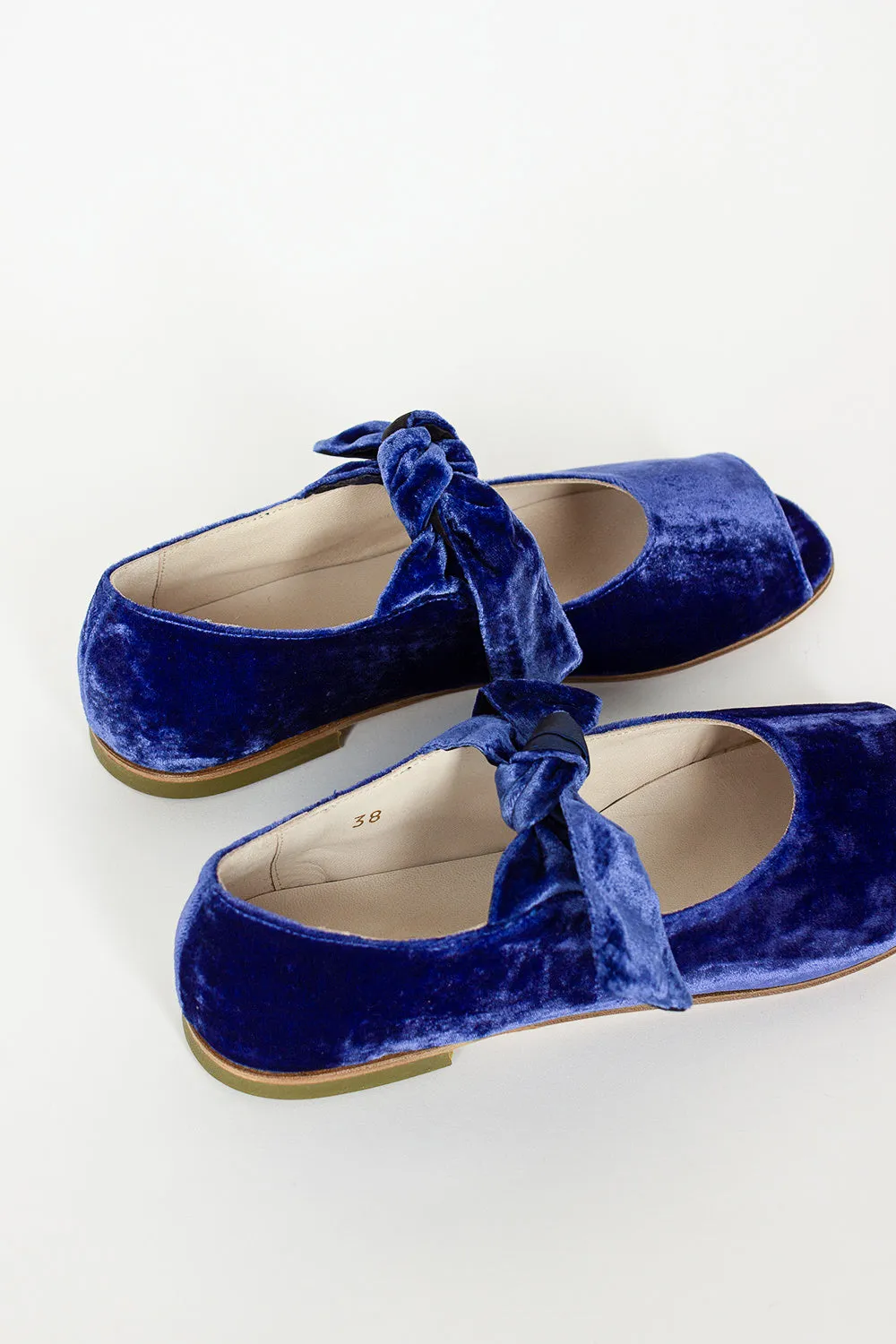 Velvet Ballerina Shoe Blue